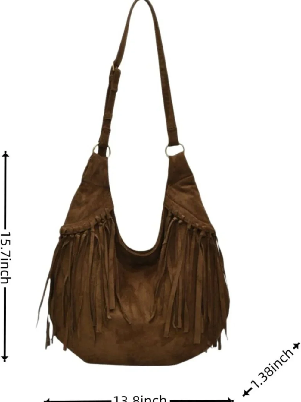 Vintage Suede Fringe Hobo Tote Bag | Western Cowgirl Crossbody Purse